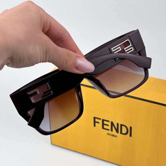 Fendi BAGUETTE FE40124F 81T Women BRAND NEW Sunglasses Square Matte Brown - Picture 4 of 11